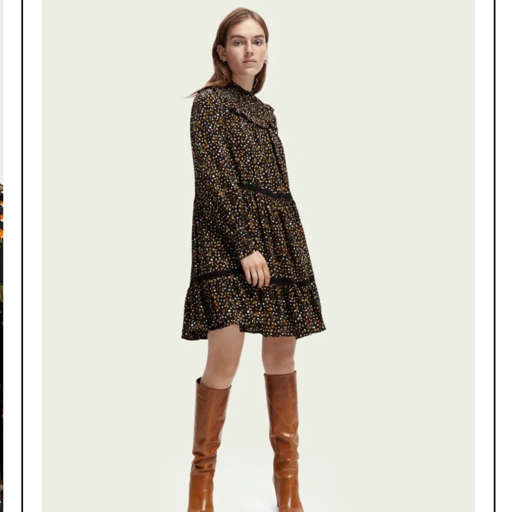 Scotch & Soda Smocked And Tiered Mini Dress
